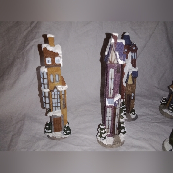 Christmas Village Pencil Townhouses Decor 6" Tall - Picture 2 of 8